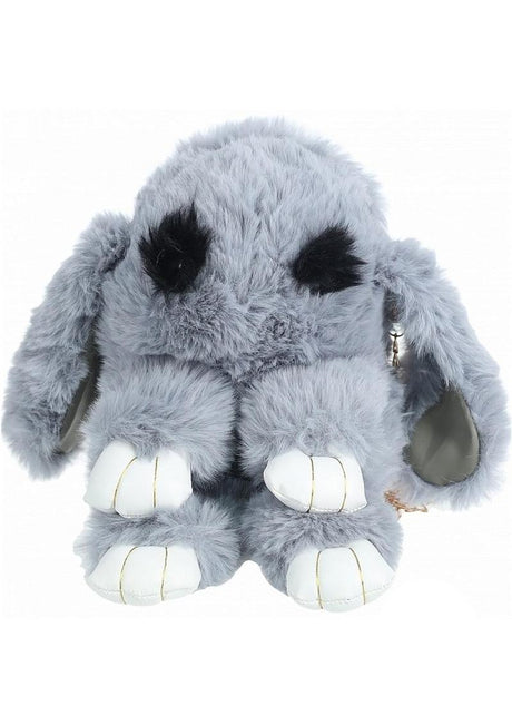 S-Line Bunny Eyebrows Bag Grey featuring a plush grey bunny design with floppy ears and cute white paws.