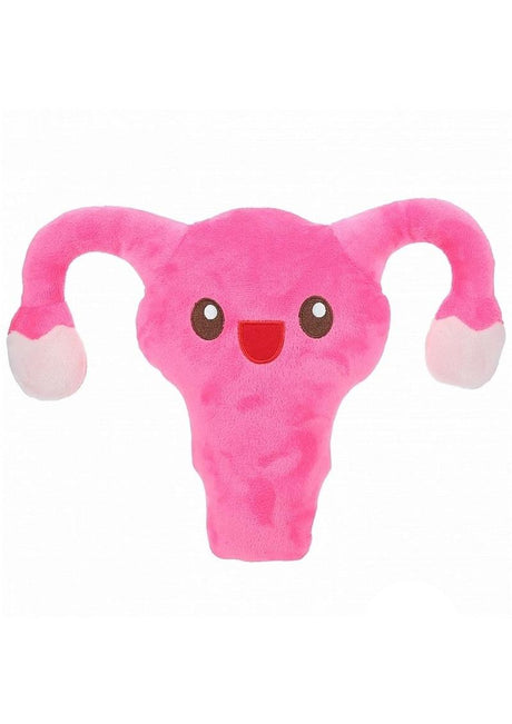 S-Line Happy Uterus Pink Novelty Gag Gift plush toy with a happy face, perfect for lighthearted humor and gifting.
