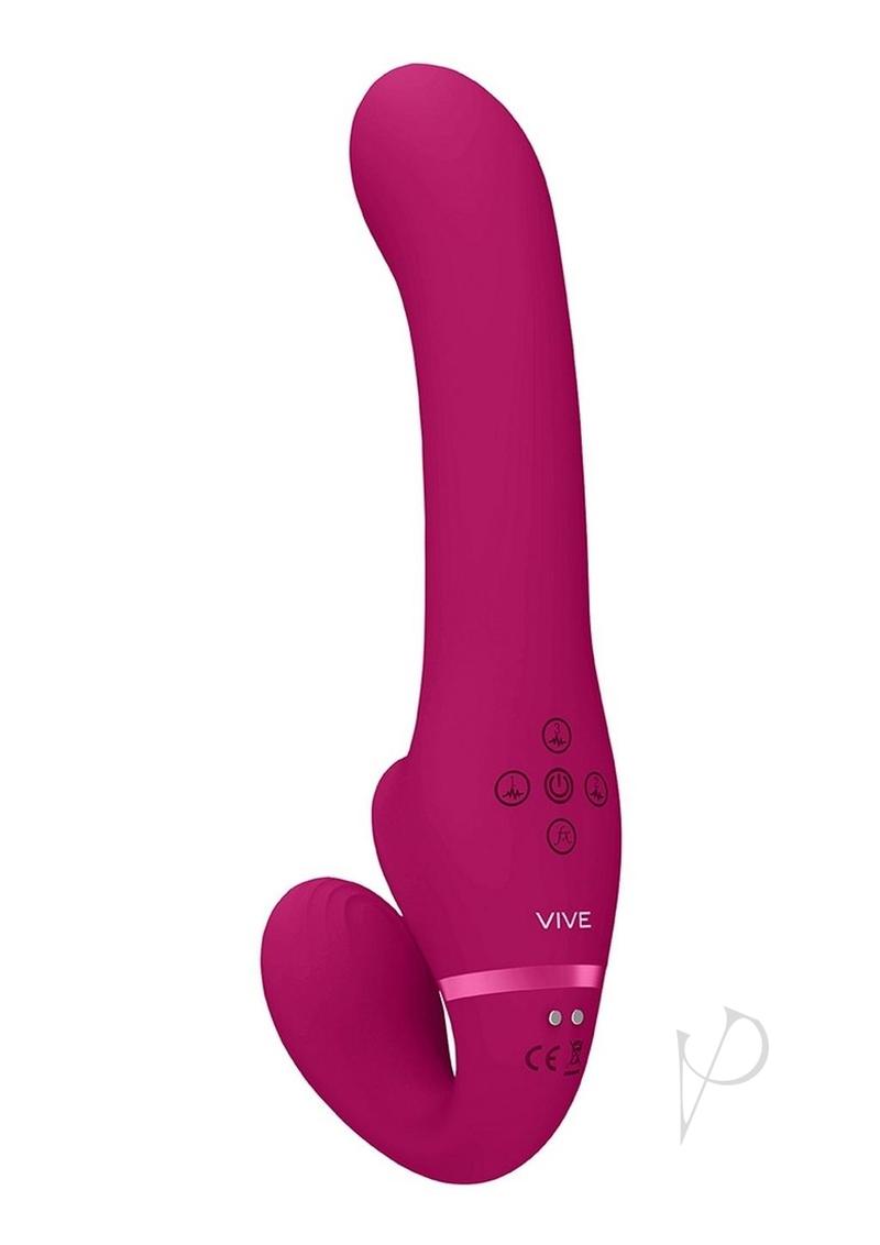 Vive AI Silicone Dual Motor Strapless Strap-On Pink, designed for pleasure, featuring three independently controlled motors.