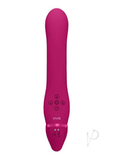 Vive AI Silicone Dual Motor Strapless Strap-On Pink showing the sleek design and control buttons for pleasure.