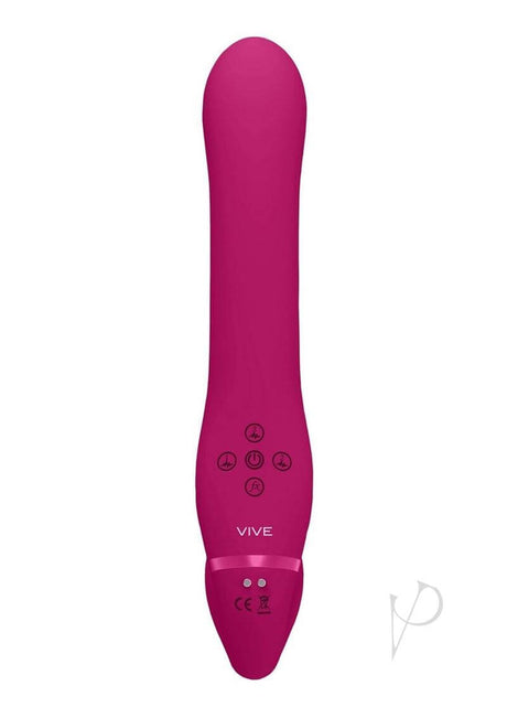 Vive AI Silicone Dual Motor Strapless Strap-On Pink showing the sleek design and control buttons for pleasure.