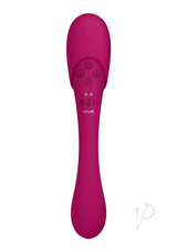 Vive MIRAI Dual Motor Bendable Air Wave Vibrator Pink showing control buttons and smooth design.