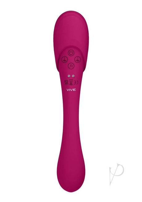 Vive MIRAI Dual Motor Bendable Air Wave Vibrator Pink showing control buttons and smooth design.