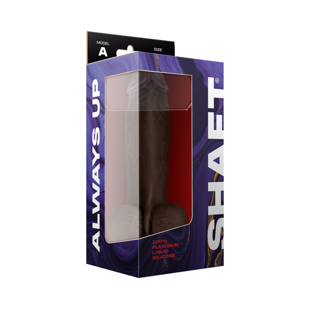 Shaft Model A: 8.5 inch Dual Density Silicone Dildo with Balls Mahogany