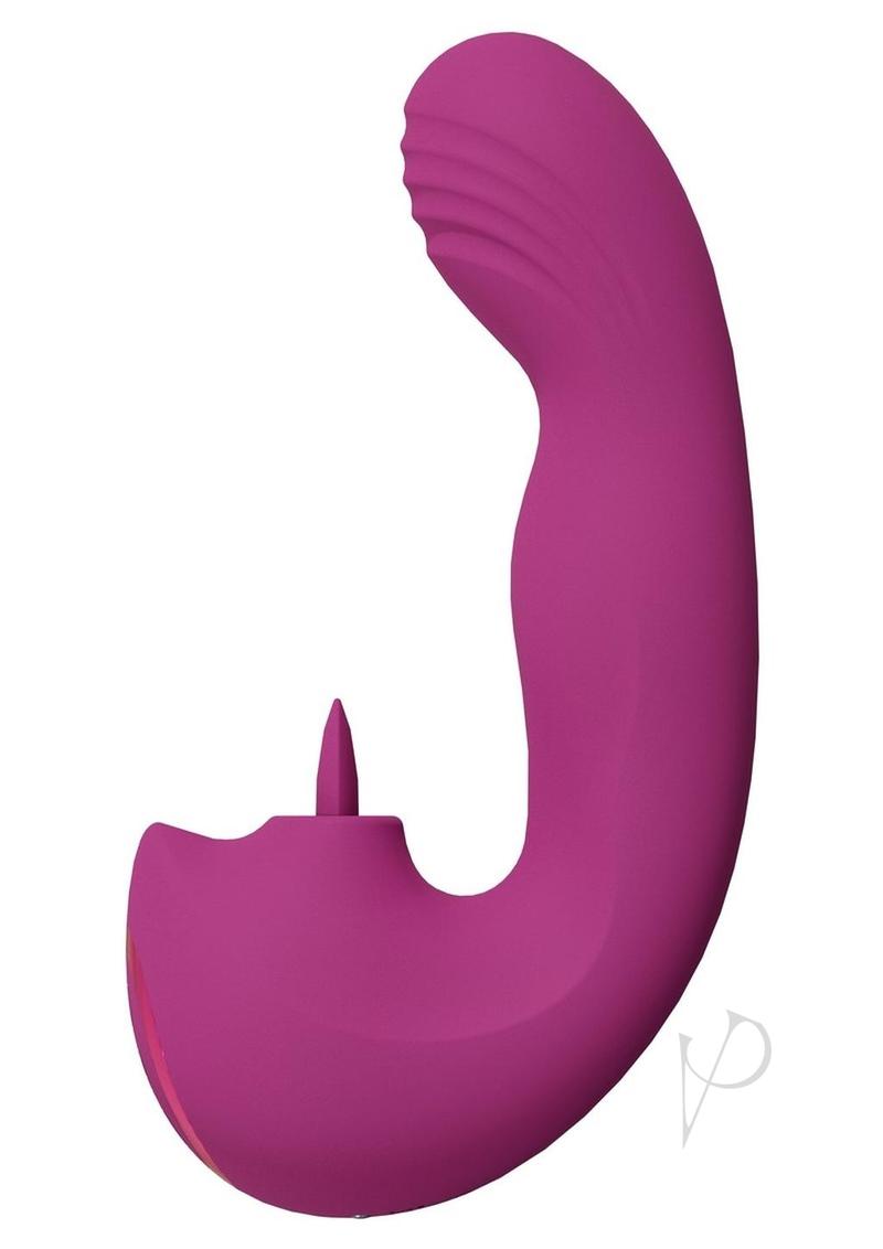 Vive YUMI Silicone Triple Motor G-Spot Vibrator Pink showcasing its ergonomic design and vibrant color