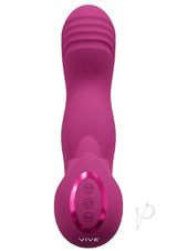 Vive YUMI Silicone Triple Motor G-Spot Vibrator Pink with ergonomic design and control buttons.