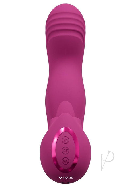 Vive YUMI Silicone Triple Motor G-Spot Vibrator Pink with ergonomic design and control buttons.