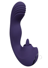 Vive YUMI Silicone Triple Motor G-Spot Vibrator Purple showcasing ergonomic design and textured shaft.