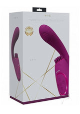 Vive GEN Silicone Triple Motor G-Spot Vibrator Pink packaging showcasing its sleek design and features.