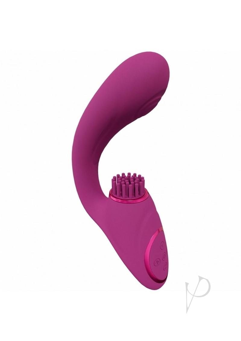 Vive GEN Silicone Triple Motor G-Spot Vibrator Pink with ergonomic design and soft-bristle motor for personalized pleasure.