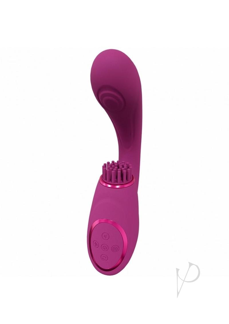 Vive GEN Silicone Triple Motor G-Spot Vibrator Pink showcasing its sleek ergonomic design and soft-bristle motor.