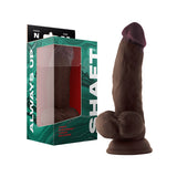 Shaft Model N: 7.5 inch Dual Density Silicone Dildo with Balls Mahogany