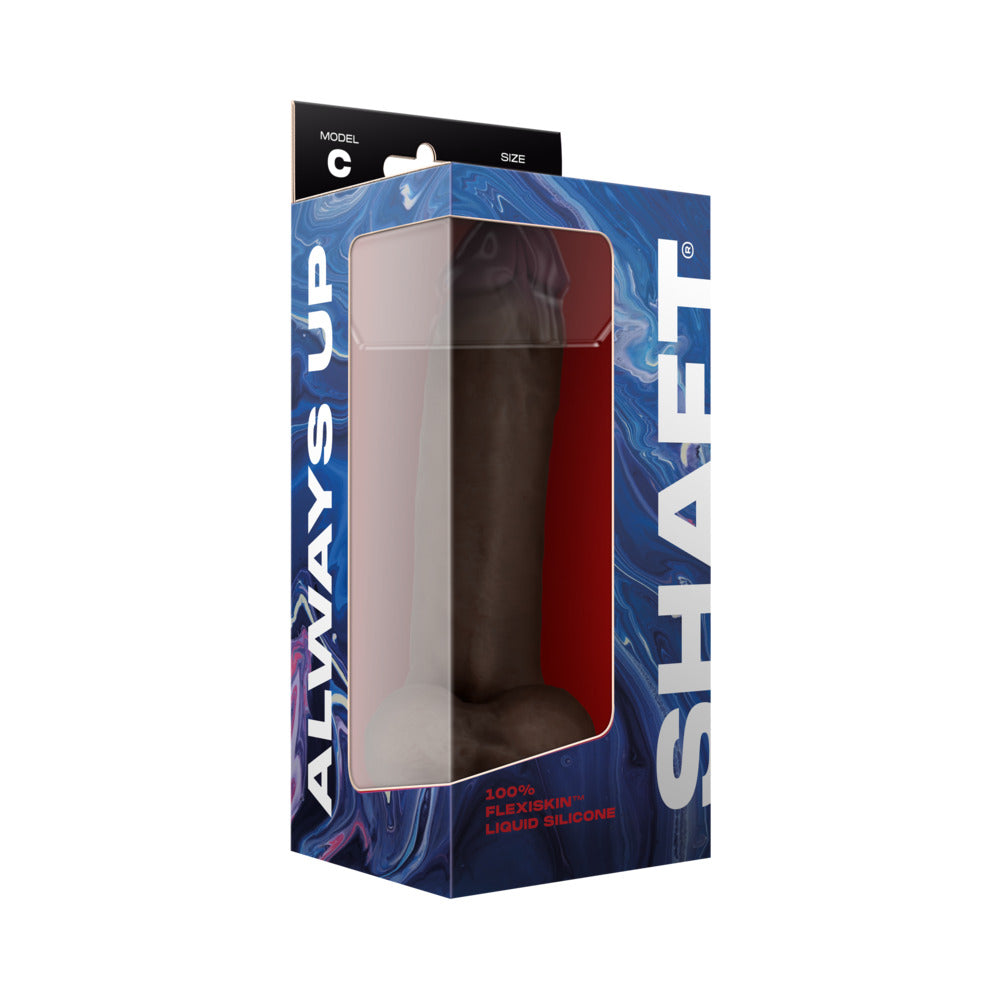 Shaft Model C: 9.5 inch Dual Density Silicone Dildo with Balls Mahogany