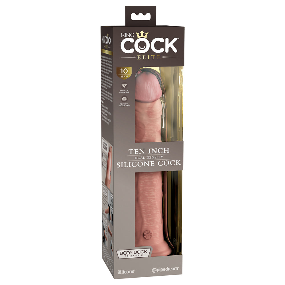 King Cock Elite 10 inches Dual Density Silicone Cock Realistic Dildo With Suction Cup Beige