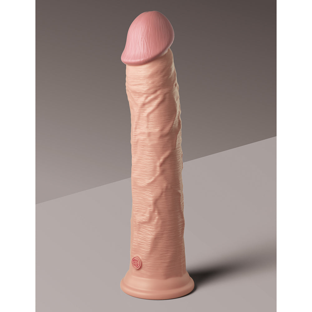 King Cock Elite 11 inches Dual Density Silicone Cock Realistic Dildo With Suction Cup Beige