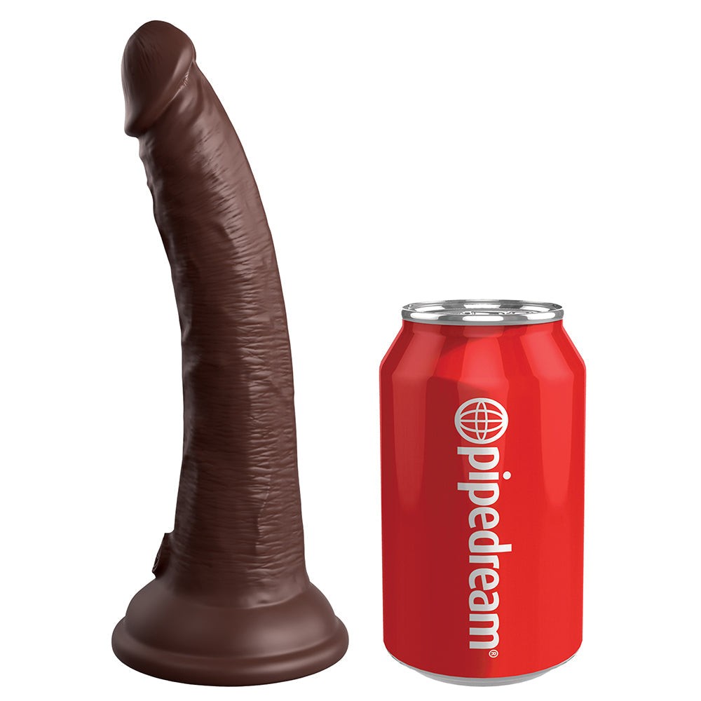 King Cock Elite 7 inches Vibrating Realistic Dildo With Suction Cup Brown