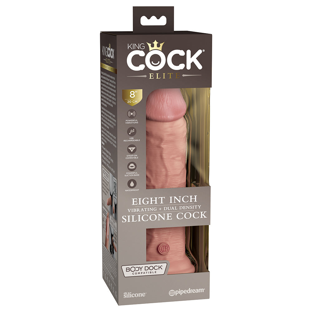 King Cock Elite 8 inches Vibrating Realistic Dildo With Suction Cup Beige