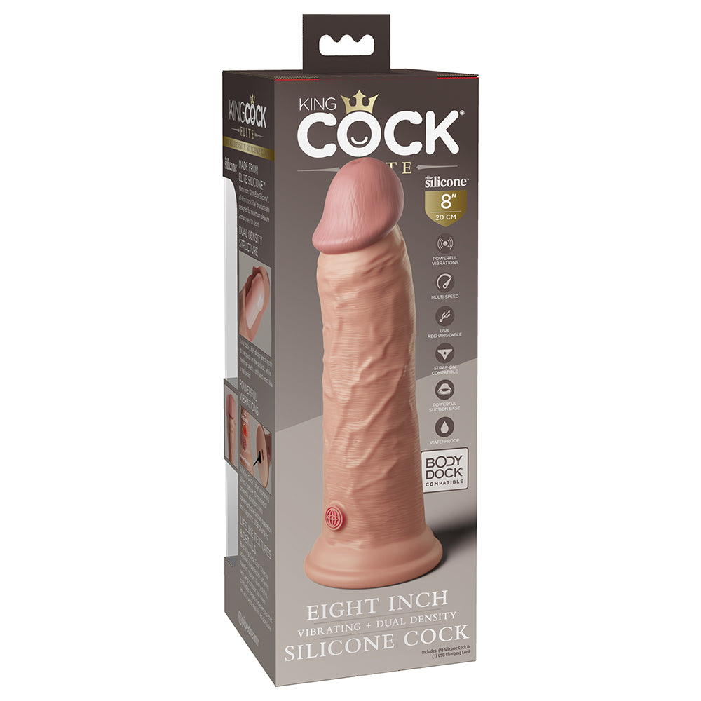 King Cock Elite 8 inches Vibrating Realistic Dildo With Suction Cup Beige