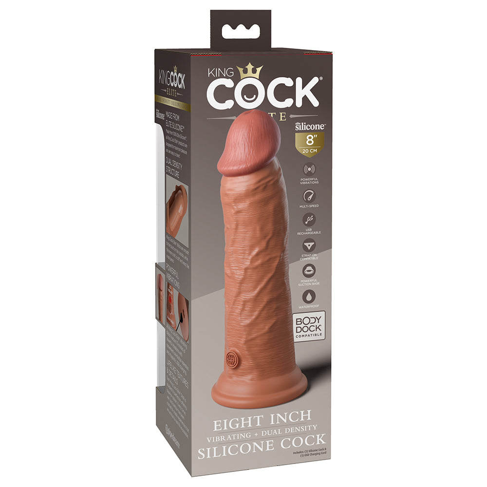 King Cock Elite 8 inches Vibrating Realistic Dildo With Suction Cup Tan