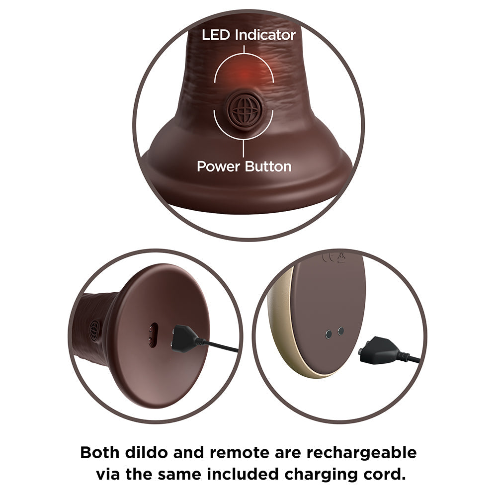 King Cock Elite 9 inches Vibrating Dual Density Silicone Realistic Dildo Brown