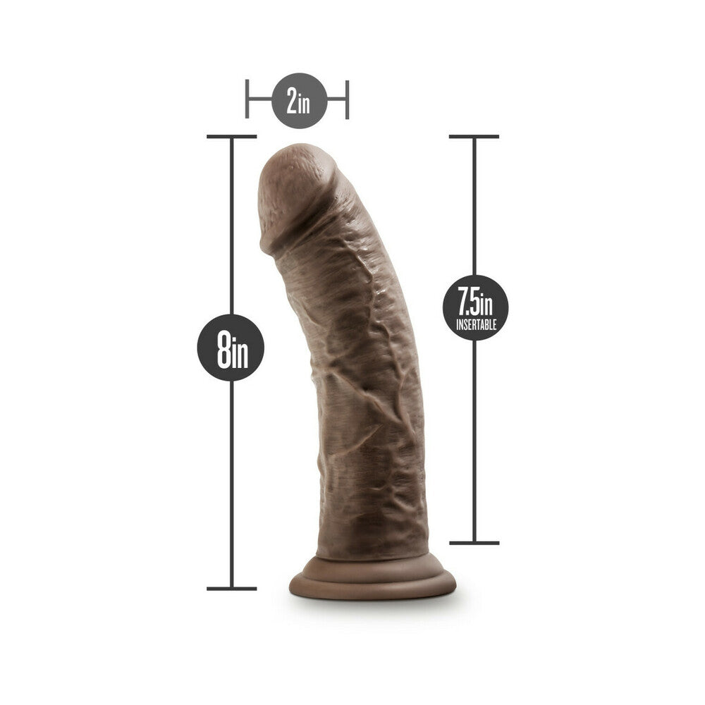 Blush Dr. Skin Glide Realistic 8 inches Self-Lubricating Dildo with Suction Cup Brown