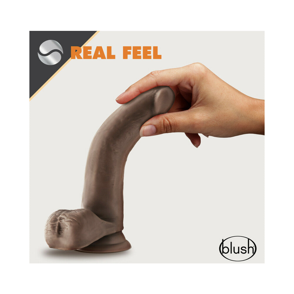 Blush Dr. Skin Glide Realistic 7 inches Self-Lubricating Dildo with Balls & Suction Cup Brown