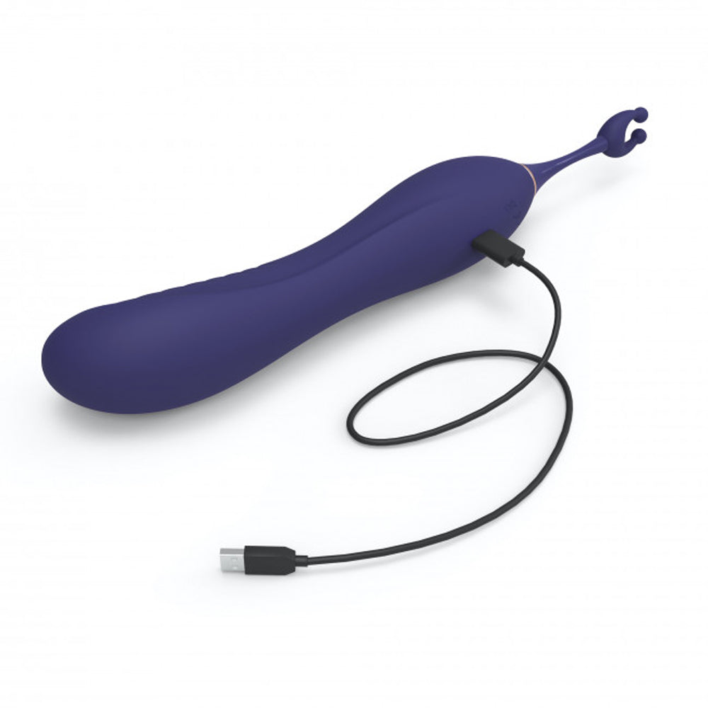 Love to Love O Mega Silicone Multi-Function Vibrator and Clitoral Stimulator Midnight Indigo