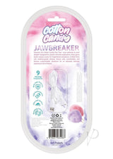 Cotton Candy Jawbreaker Silicone Rabbit Vibrator packaging with product details and USB charging information.