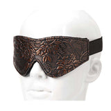 Spartacus Blindfold Brown PU Floral Print With Faux Fur Lining