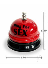 Ring The Bell for Sex Desk Bell Red Black on a white background, compact and playful bedroom accessory.