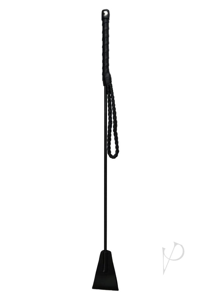 Fetish Play Riding Crop Vegan Leather Black, a sturdy impact toy for BDSM enthusiasts.
