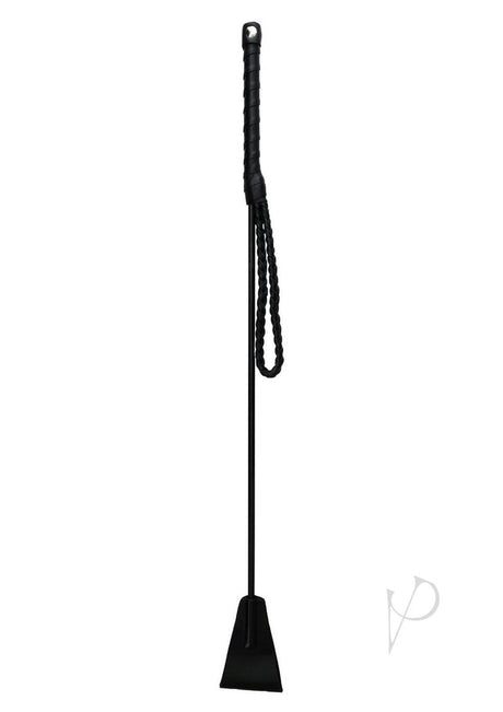 Fetish Play Riding Crop Vegan Leather Black, a sturdy impact toy for BDSM enthusiasts.
