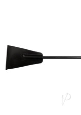 Fetish Play Riding Crop Vegan Leather Black side view of the flexible shaft and tapered tip for precise impact in BDSM play.
