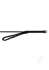 Fetish Play Riding Crop Vegan Leather Black with a braided handle and flexible shaft for BDSM precision.
