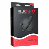 Aneros Helix Syn V Vibrating Prostate Stimulator packaging featuring ergonomic design and vibrant accents.
