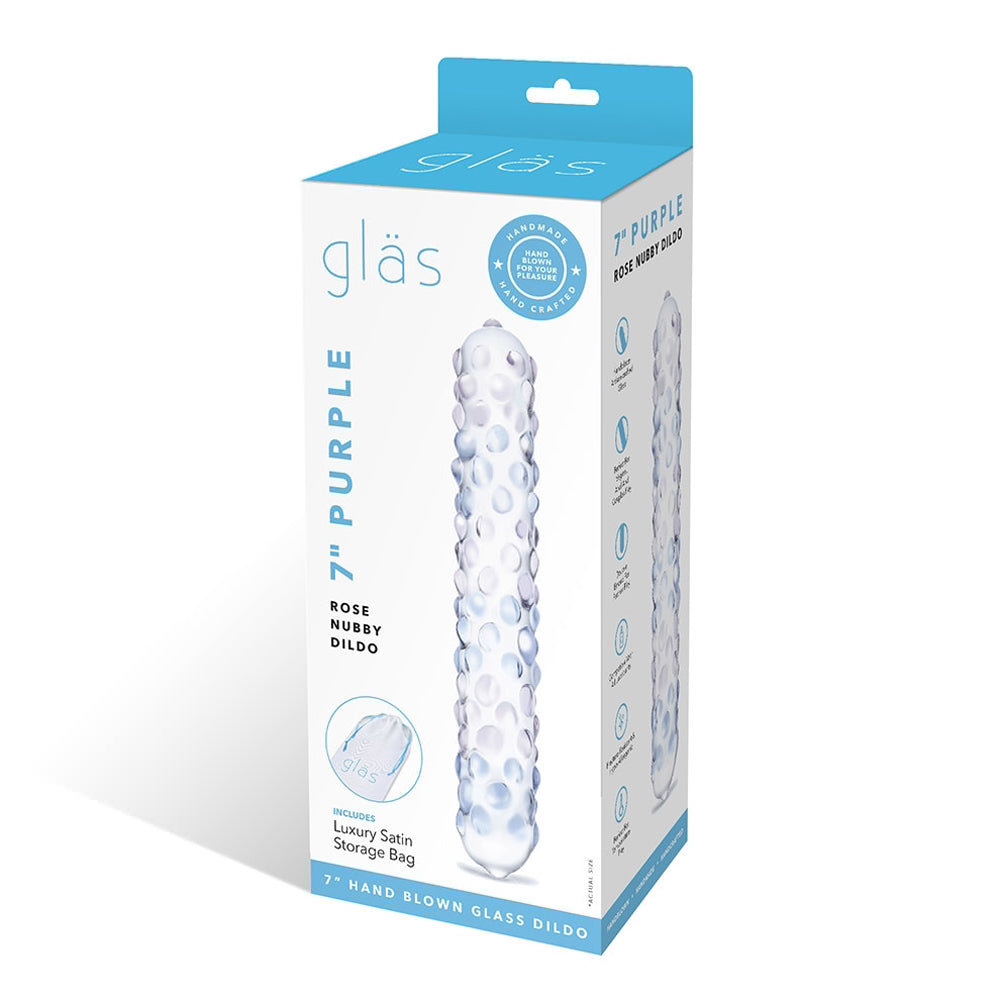 Glas 9 inches Purple Rose Nubby Glass Dildo