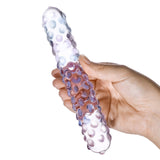 Glas 9 inches Purple Rose Nubby Glass Dildo