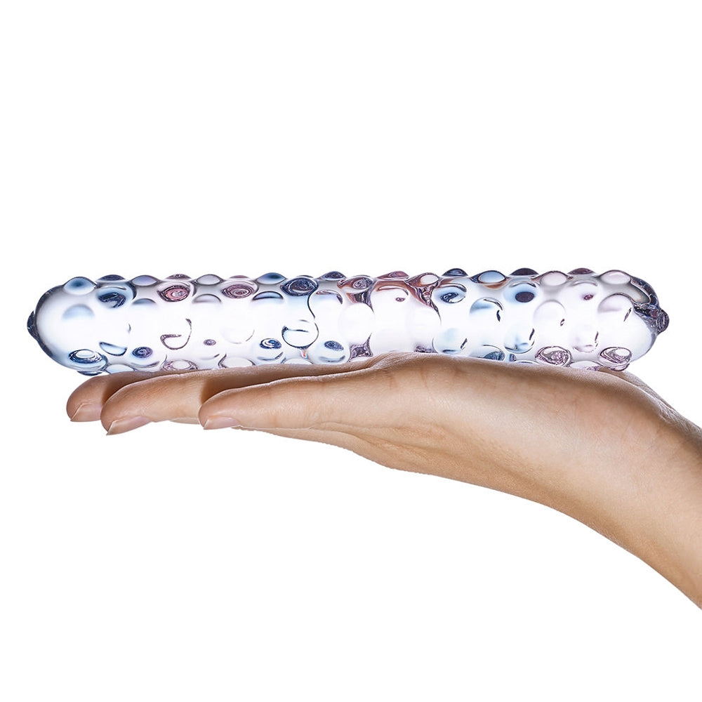 Glas 9 inches Purple Rose Nubby Glass Dildo
