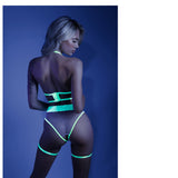 Fantasy Lingerie Glow In A Trance Open-Cup Crotchless Teddy Neon Chartreuse M/L