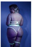 Fantasy Lingerie Glow In A Trance Open-Cup Crotchless Teddy Neon Chartreuse Queen