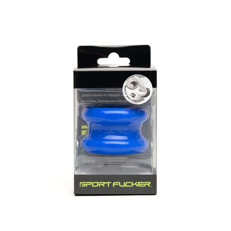 Sport Fucker Muscle Ball Stretcher Blue TPE in packaging, showcasing its impressive design and quality.