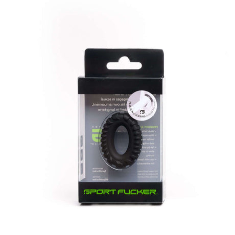 Sport Fucker Traction Ring Silicone Cock Ring in sleek packaging, designed for enhanced comfort and performance.