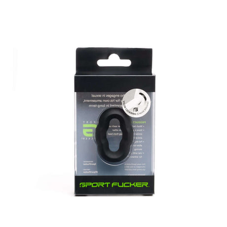 Sport Fucker Vigor Ring Liquid Silicone Cock Ring in packaging with a clear design and smooth silicone texture.