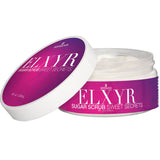 Sensuva Sweet Secrets Sugar Foot Scrub 8 Oz in jar with lid, showcasing its rich exfoliating texture.