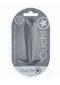 Ouch Ribbed Anal Plug Silicone Gun Metal displayed in packaging with product details.