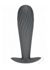 Ouch Ribbed Anal Plug Silicone Gun Metal, sleek and textured for enhanced anal pleasure.