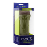 Forto Model V-20 Hard Side Vagina Stroker Dark packaging view, showcasing its premium design and features.