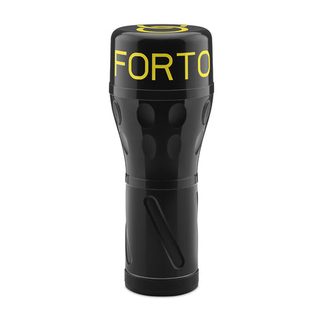 Forto Model B-02 Hard-Skin Ass Masturbator Tan in black and yellow design, featuring ergonomic grip and durable material.