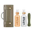 La Nua Honey Vanilla Gift Bag Bullet Vibrator Set with lubricant and toy cleaner in a stylish pouch.