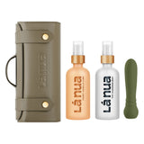 La Nua Honey Vanilla Gift Bag Bullet Vibrator Set with lubricant and toy cleaner in a stylish pouch.